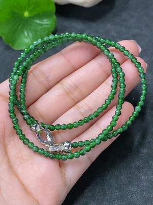 F34030541 Jadeite Bead Necklace Approx. 3mm Non-Gold Total Weight Approx. 9.6g