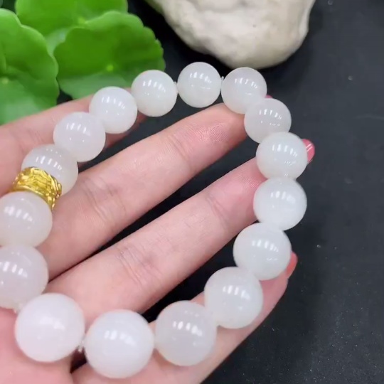 H35085356 Hetian Jade Bracelet, Approx. 11.7mm, Total Weight Approx. 43.4g, Non-Gold