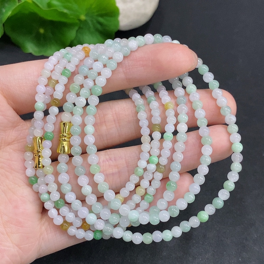F34061624 Jadeite Beads Sell as a Lot Non Gold Inlaid