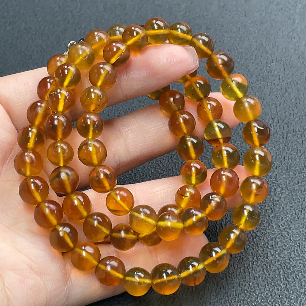 C26954467 Amber Beeswax Bead Necklace Total Weight Approx. 21.24g Size 8mm Non-Gold