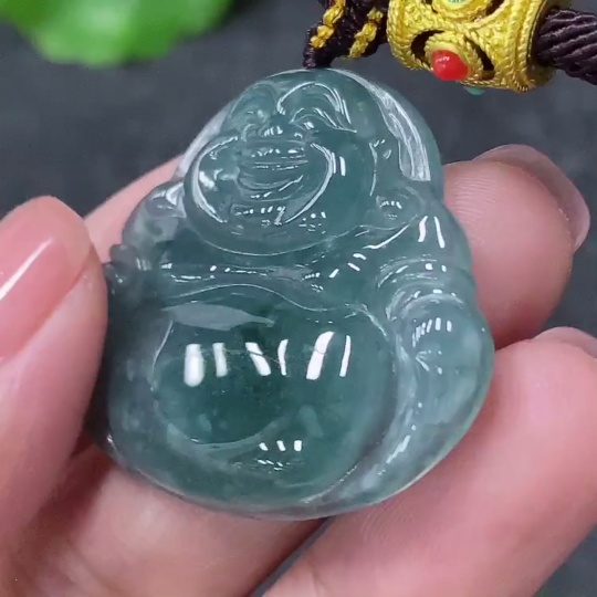 F34030149 Jadeite Buddha Pendant with Non-Gold Rope, Total Weight Approx. 13.2g