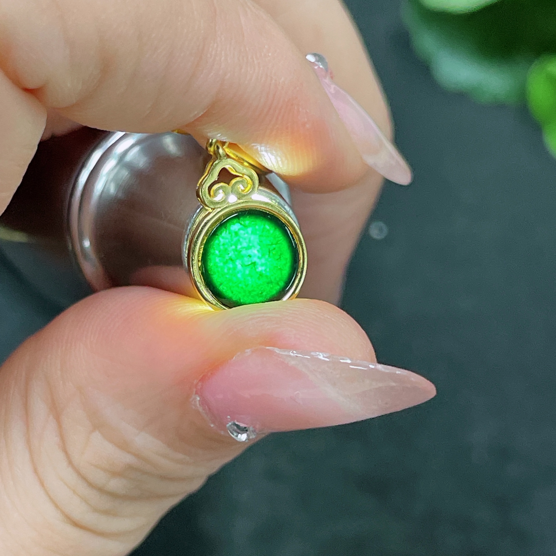 F34958944 Jadeite Inlaid Earrings Non-Gold Inlaid Total Weight Approximately 1.4g