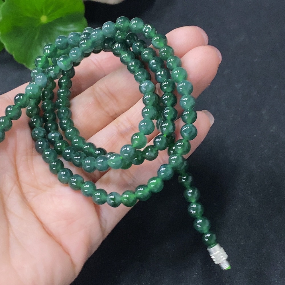 F35116651 Jadeite Bead Necklace Approx. 5mm Non-Gold Total Weight About 27.72g
