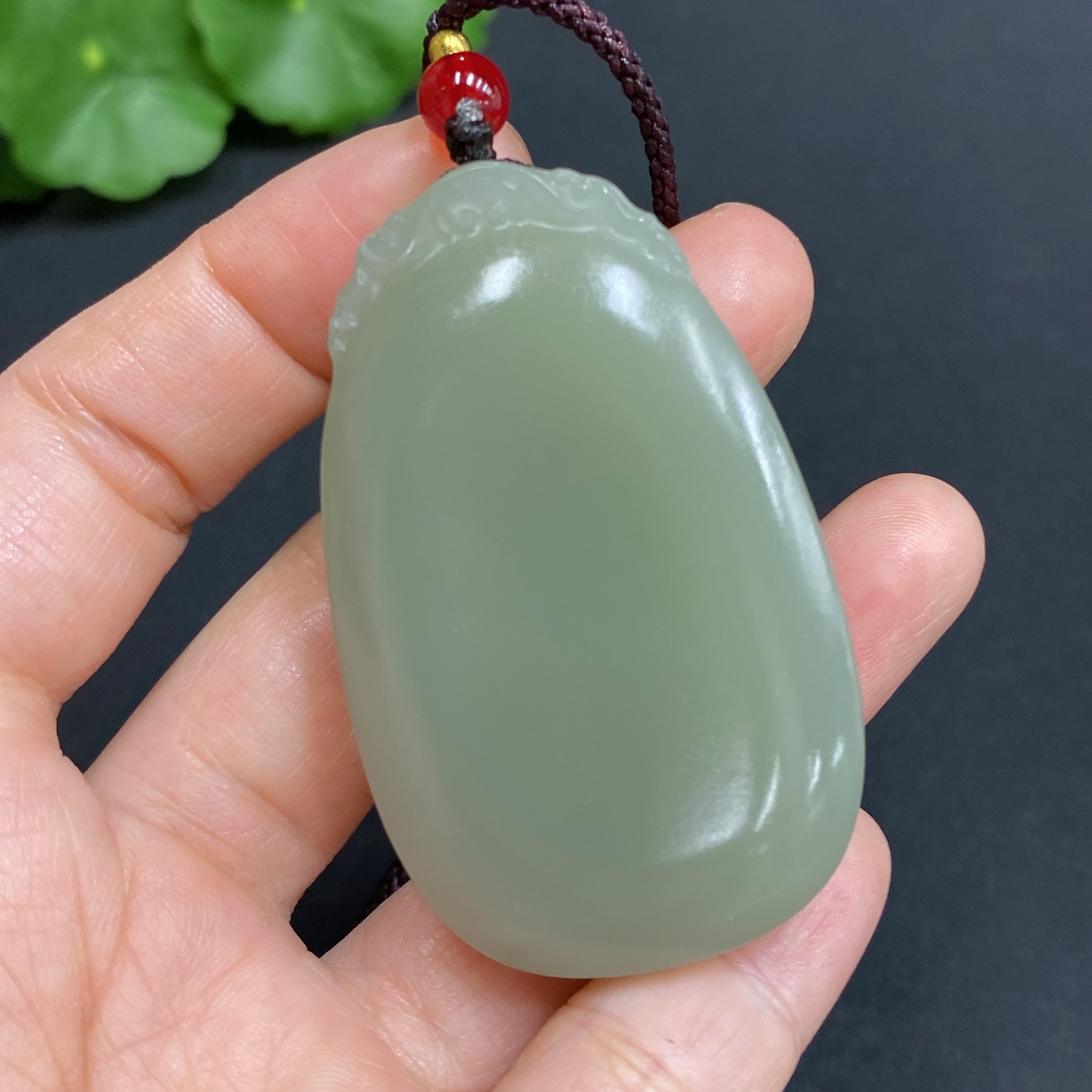 H30571456 Hetian Jade Pendant, Plain Pendant, Total Weight Approx. [with rope] 54g