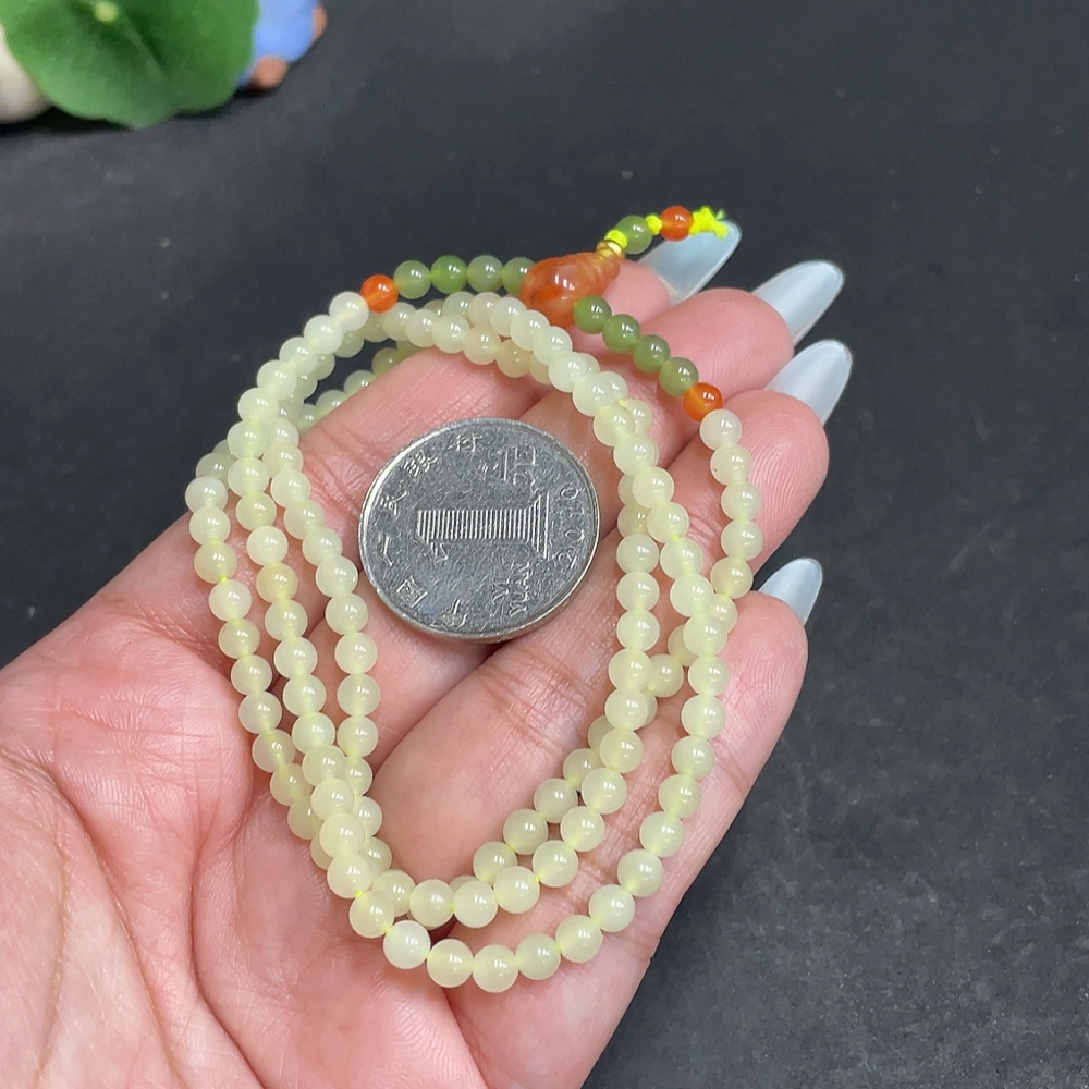 H31574985 Hetian Jade Bead Necklace, Approx. 4mm, Total Weight About 16.3g, Accessories Not Hetian Jade
