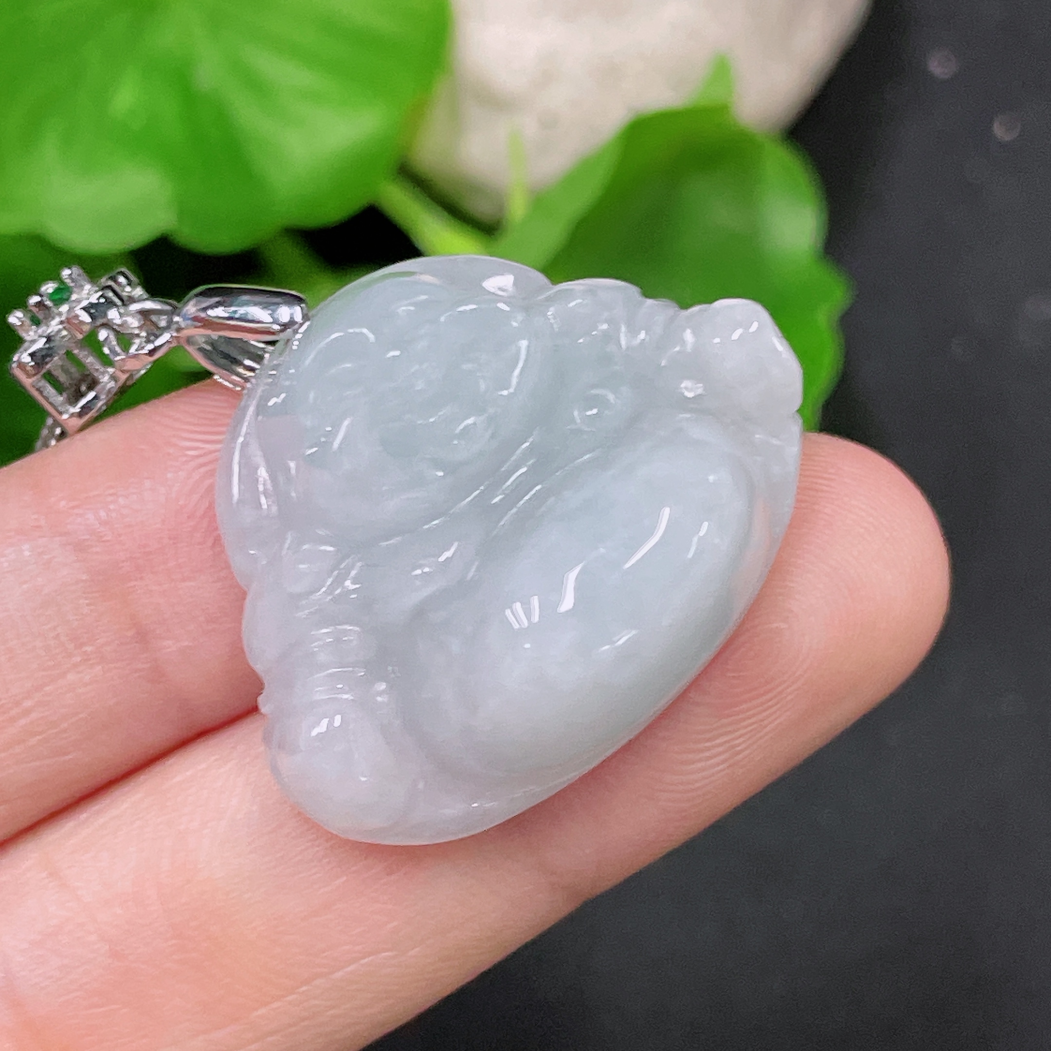F34957852 Jadeite Buddha Pendant with Non-Gold Clasp and Chain, Total Weight Approx. 14.3g