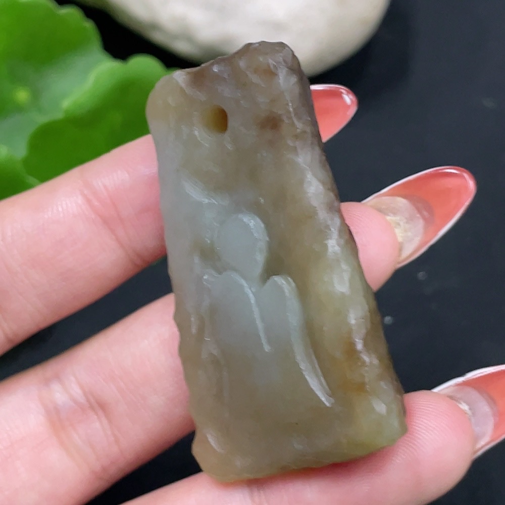 H34027439 Hetian Jade Pendant: Enlightenment Total Weight: Approx. 27.9g