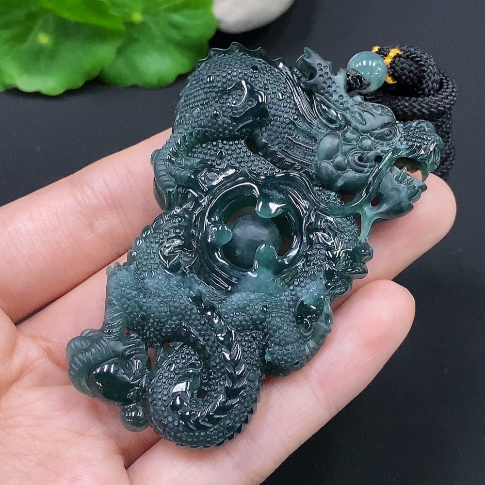 F28242368 Jadeite Dragon Soaring Worldwide Pendant