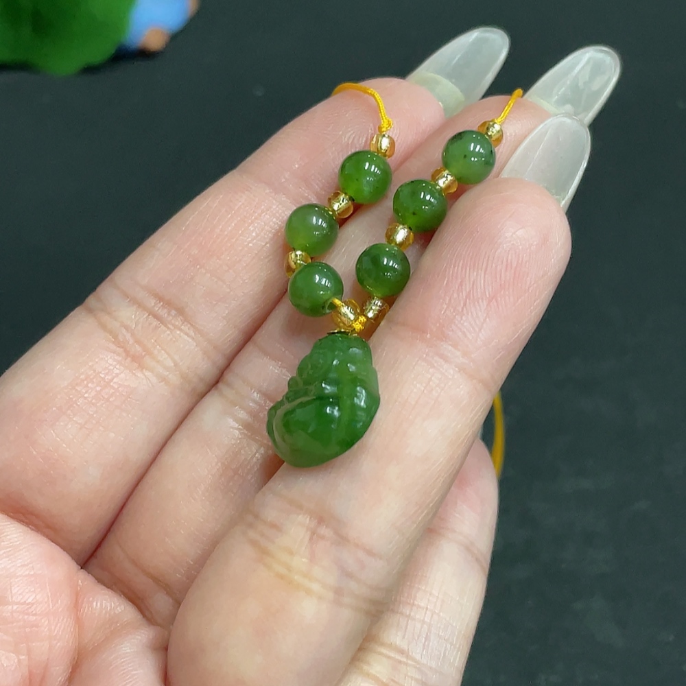H27163017 Hetian Jade Pendant    Buddha    Total Weight (with rope): 3.8g    18K Bead Clasp