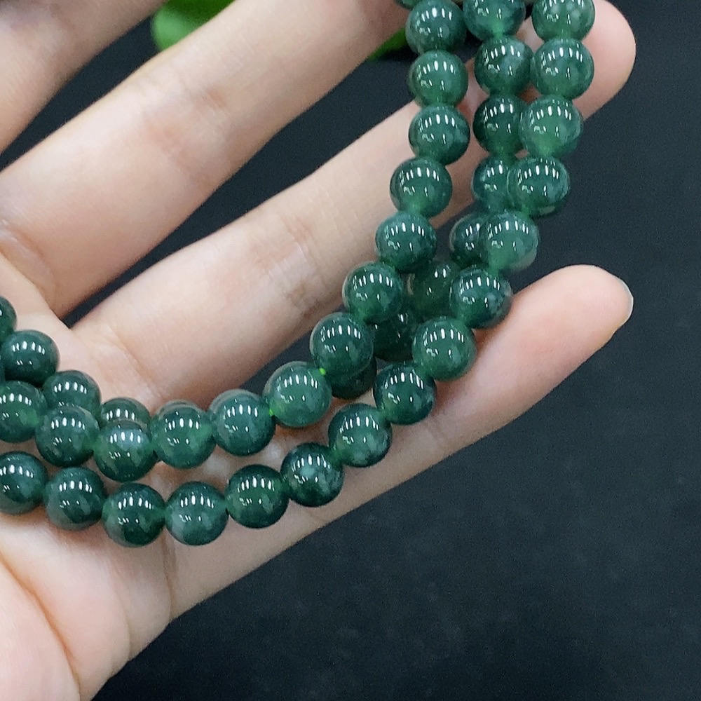 F34996587 Jadeite Bead Necklace Approximately 6.8mm Non-Gold Inlaid Total Weight About 59.08g