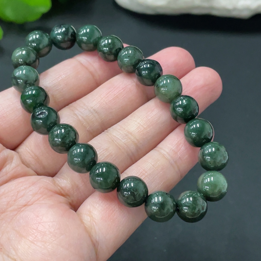 F34978795 Jadeite Bracelet Approx.9.1mm Total Weight About 27.9g Containing Other Mineral Components