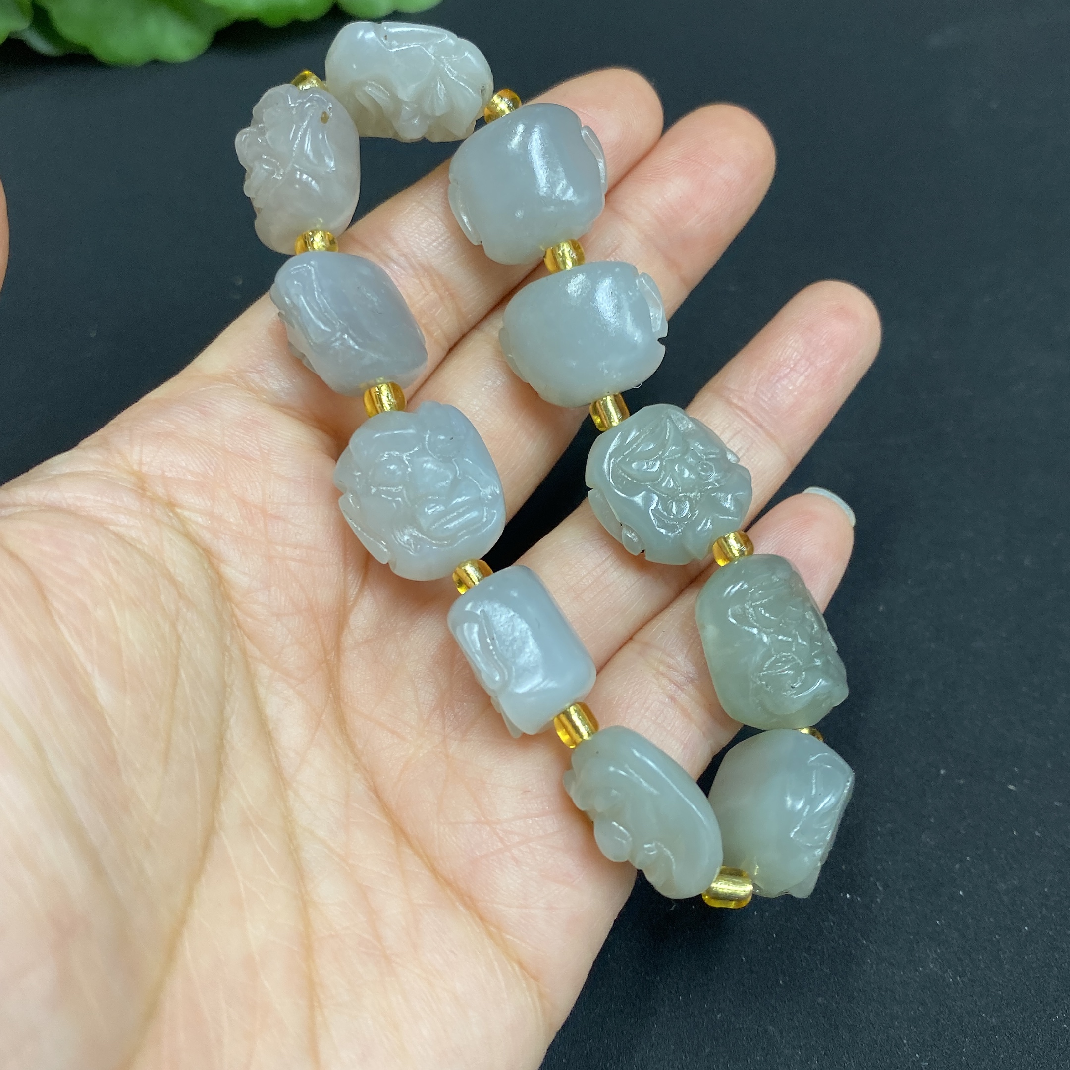 H34985360 Hetian Jade Bracelet with Non-Hetian Jade Beads, Total Weight Approx. 41.9g