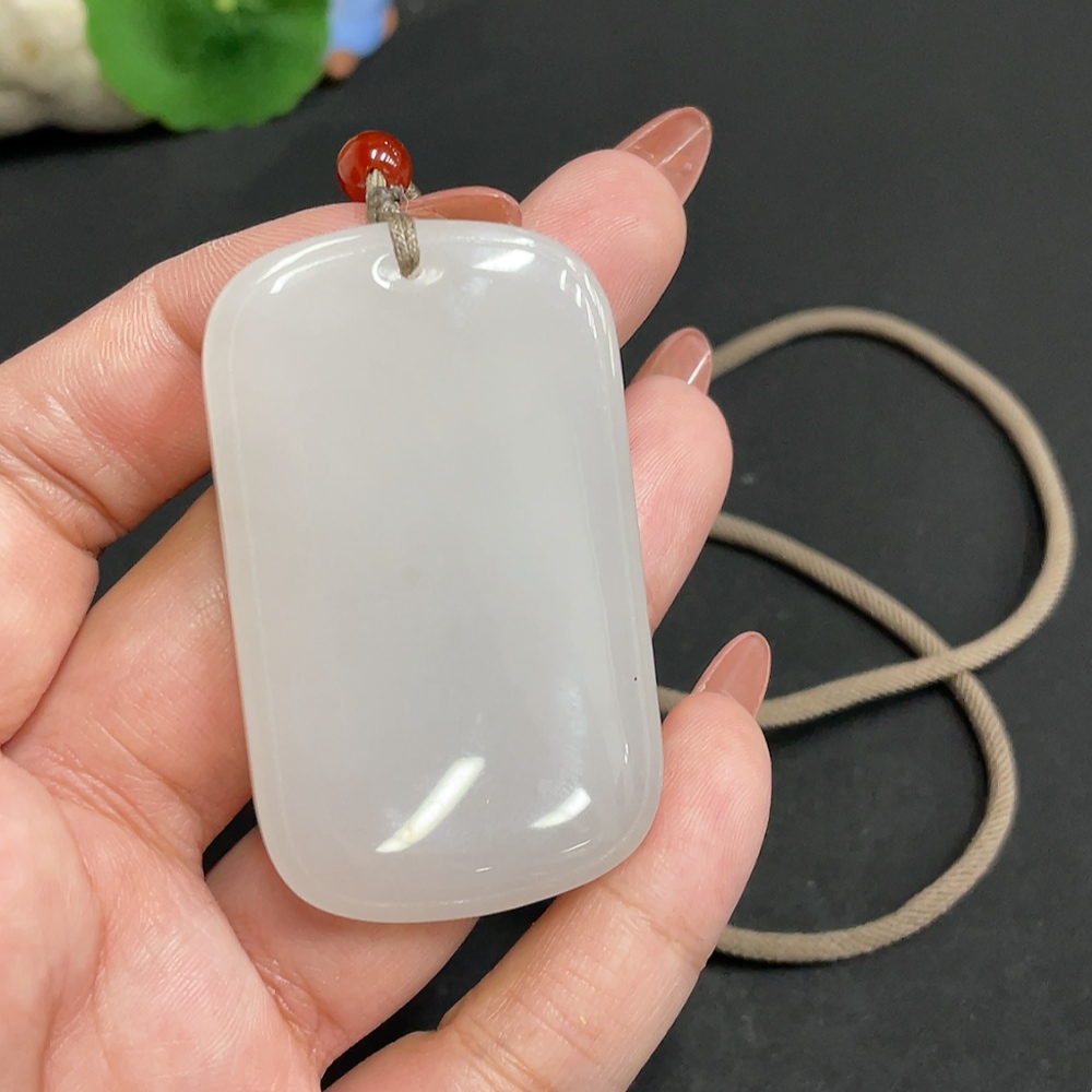 H34004080 Hetian Jade Pendant, Plain Pendant, Total Weight [with rope]: 40.6g