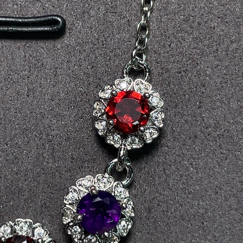 C29383947 Garnet Bracelet with Crystal, Non-Gold Setting, Total Weight Approx. 4.2g, Stone Size 4.5mm