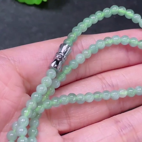 F33839295 Jadeite Bead Necklace Approx. 3.8mm Non-Gold-Set Total Weight Approx. 14.36g
