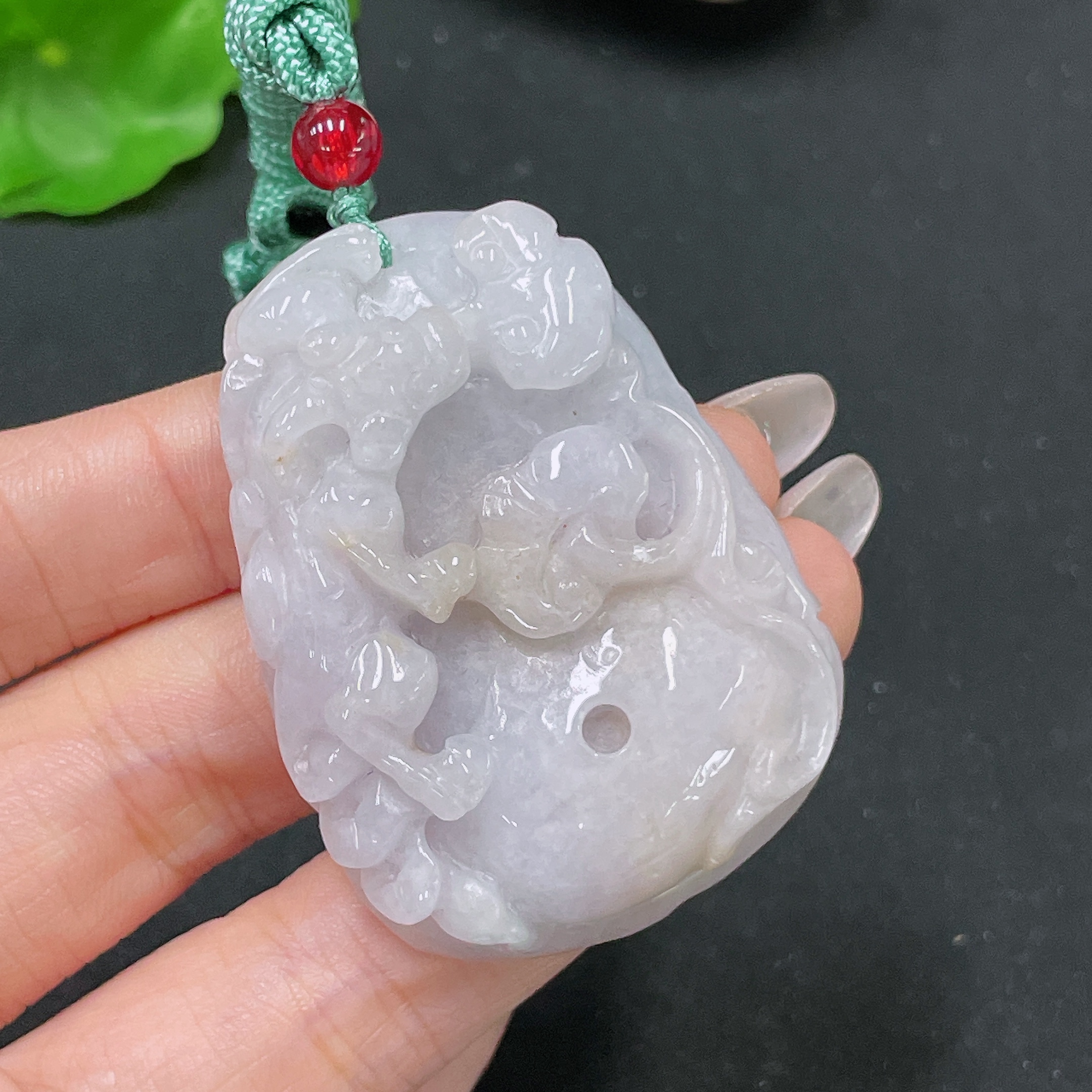 F35105378 Jadeite pendant with non-A grade beads, including rope, total weight approximately 43.14g