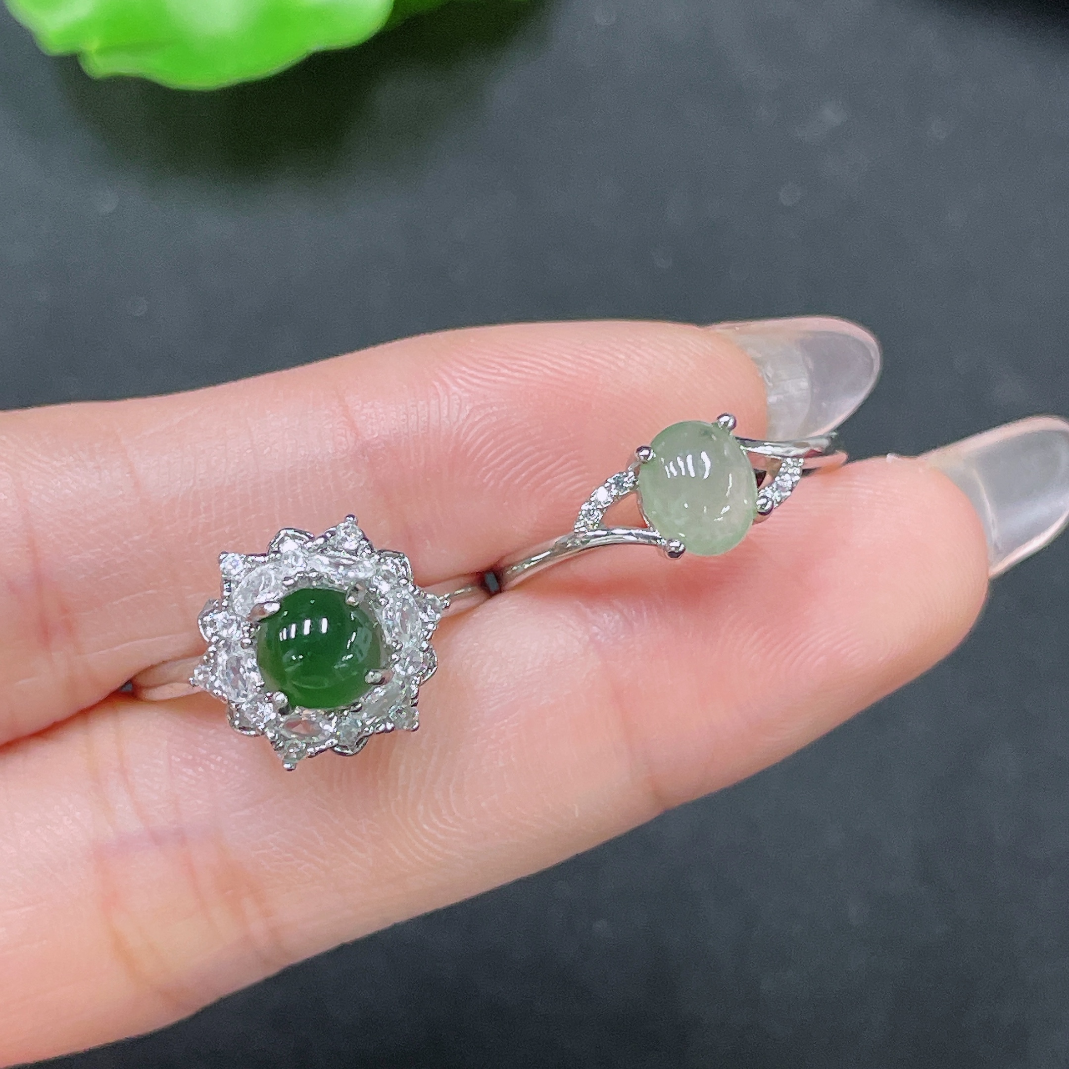 F34065218 Jadeite Inlaid Ring Non-Gold Adjustable Sell as a Lot