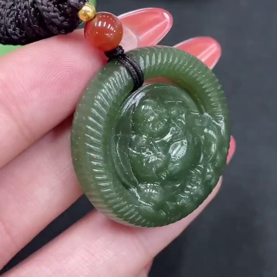 H34062774 Hetian Jade Pendant Buddha with Non-Hetian Jade Beads Total Weight (including cord) Approx. 14.3g