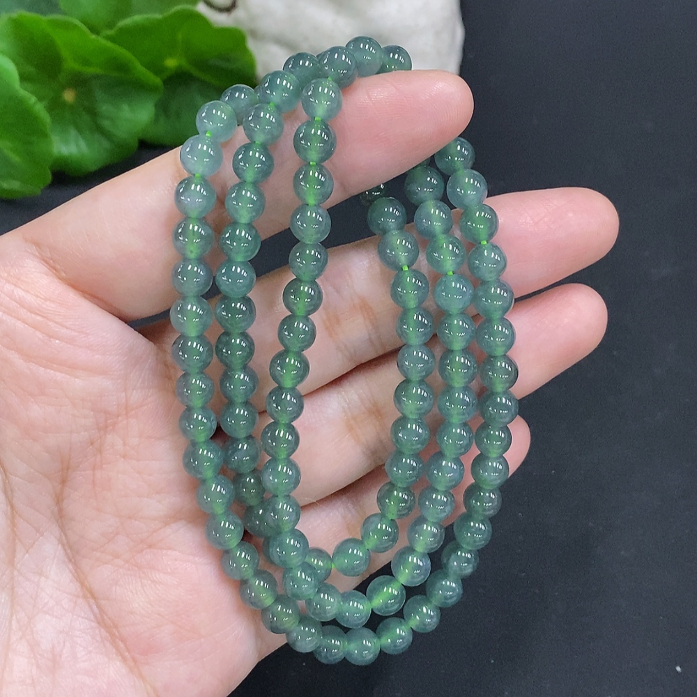 F35126234 Jadeite Bead Necklace Approx. 5.8mm Non-Gold Total Weight Approx. 39.1g