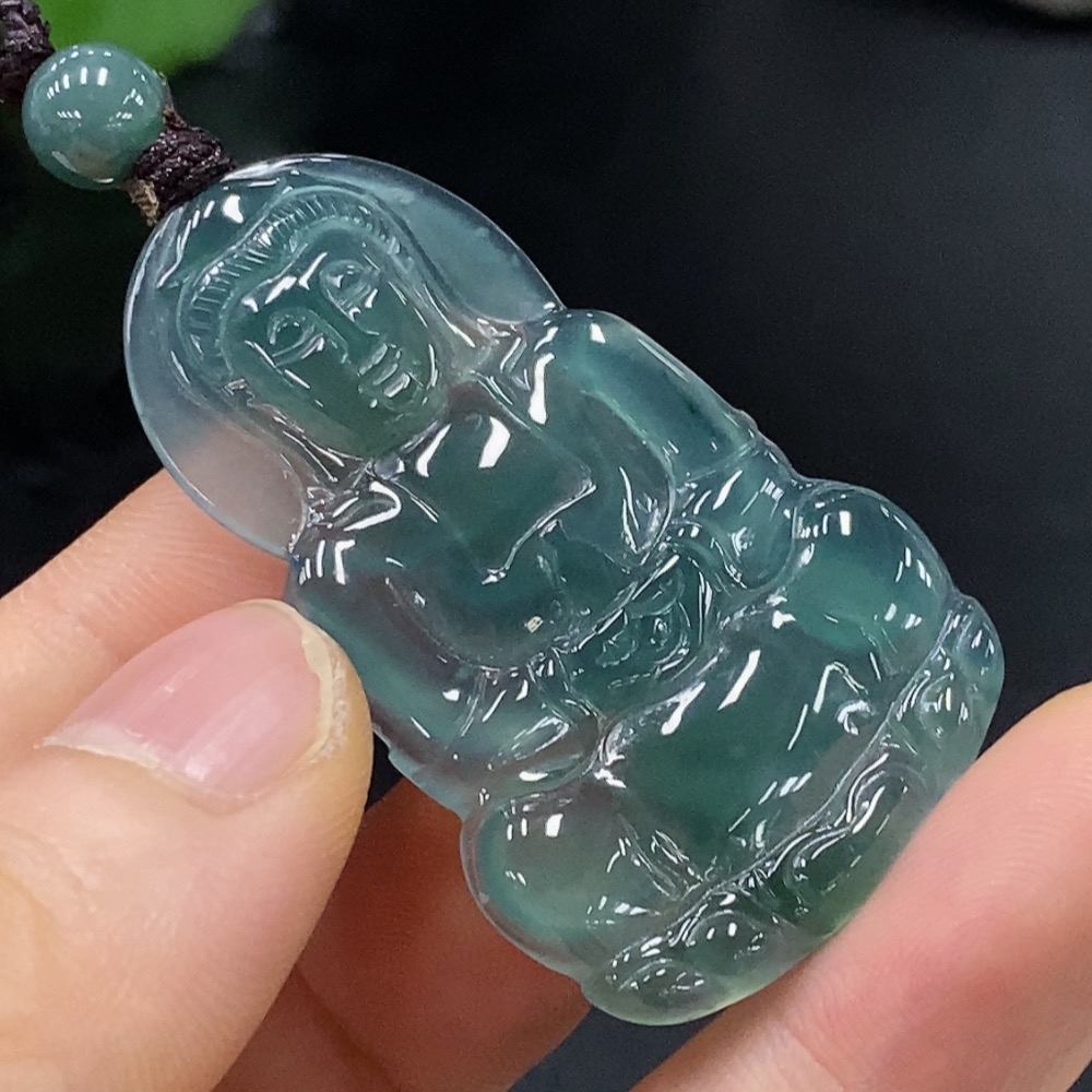 F29413954 Jadeite Guanyin Pendant Total Weight Approx.9.71g (Incl. String Weight)