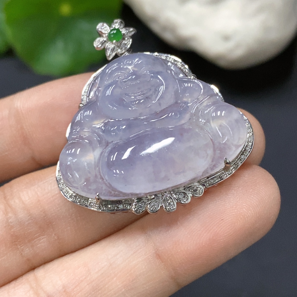 F15648868 Jadeite Buddha Pendant with 18K Gold Setting, Approx. 7.3g