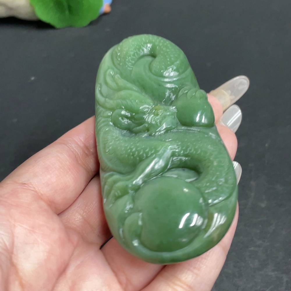 H28243875 Hetian Jade Handheld Piece Dragon Total Weight Approx. 117.1g