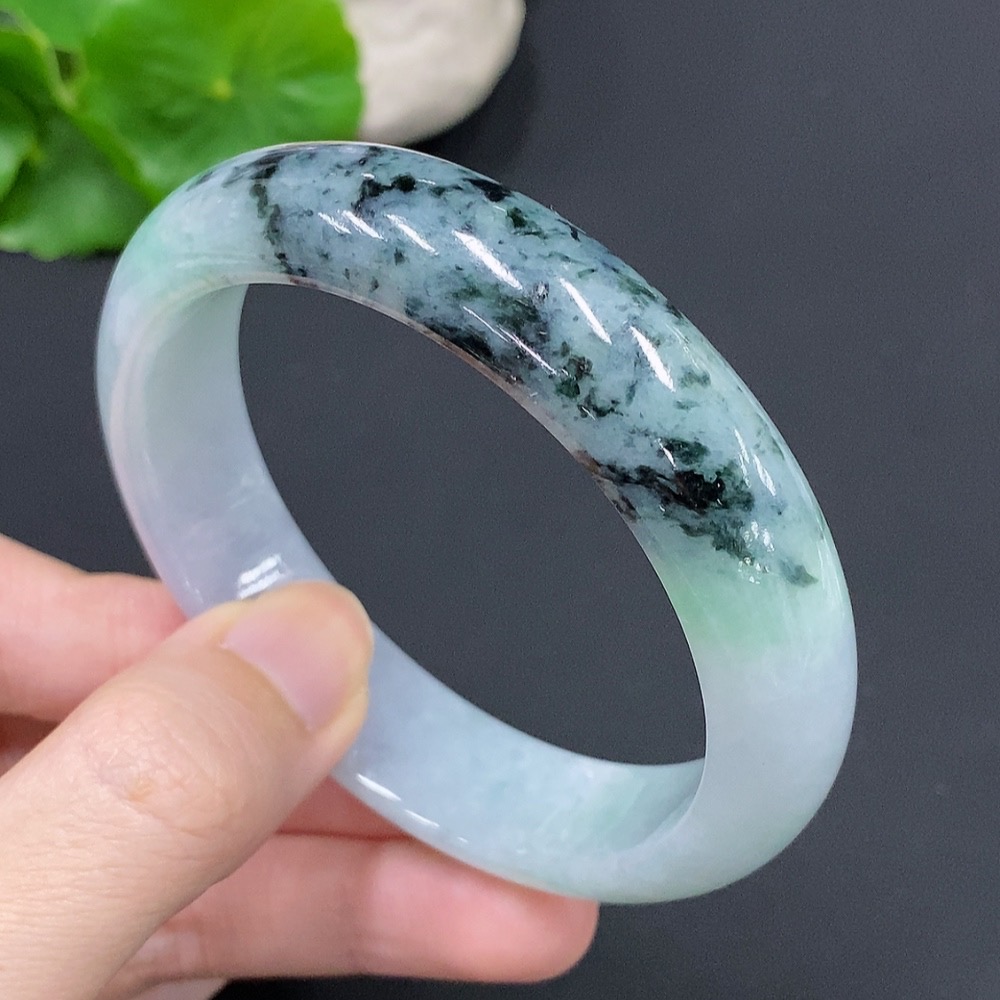 F23564189 Jadeite Round Bangle Size 57 Containing Other Minerals Total Weight 62.243g