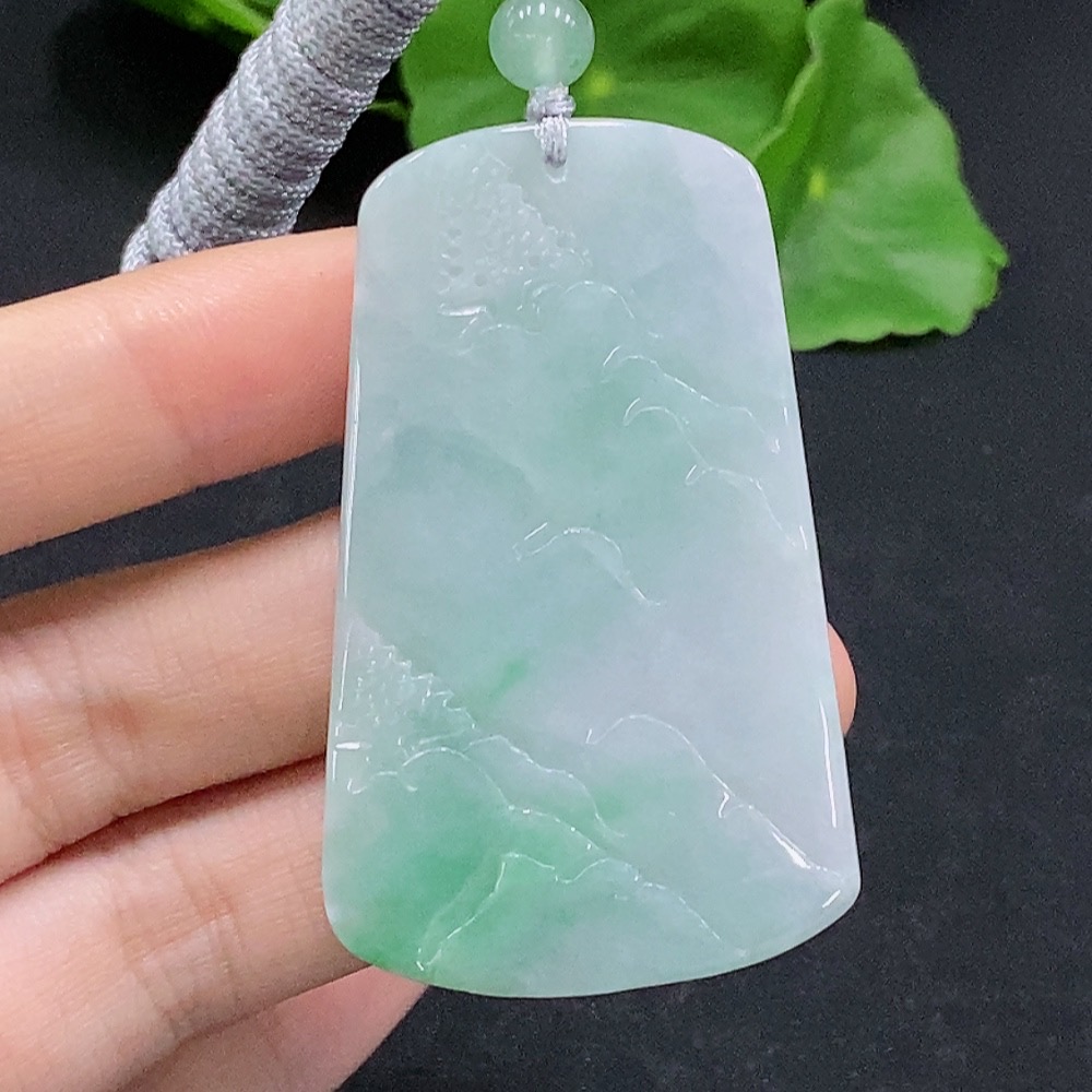 F31683112 JadeiteLandscape Pendant with Non-A Grade Beads, Total Weight Approx. 30.7g
