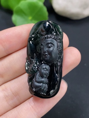 F42969084 翡翠观音挂件 货品总重约12.42g