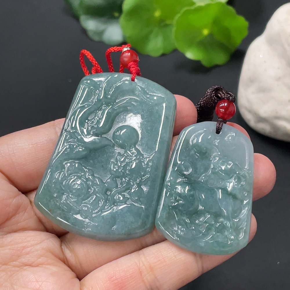 F26962931 Jadeite Pendant Flower Blooming Wealth Goat Plaque Beads Non-A