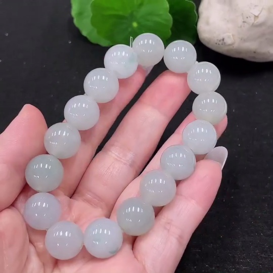 F33899788 Jadeite Bracelet Approx. 12.6mm Beads Total Weight About 53.97g