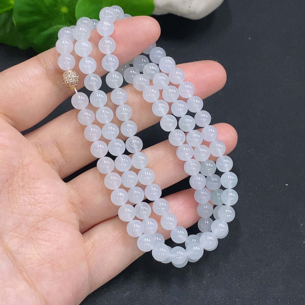 F29391325 Jadeite Bead Necklace Approx. 5.8mm Non-Gold Total Weight Approx. 39.6g