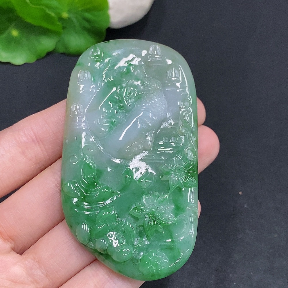 F33906713 Jadeite A Thought Between Pendant, Total weight about 49g