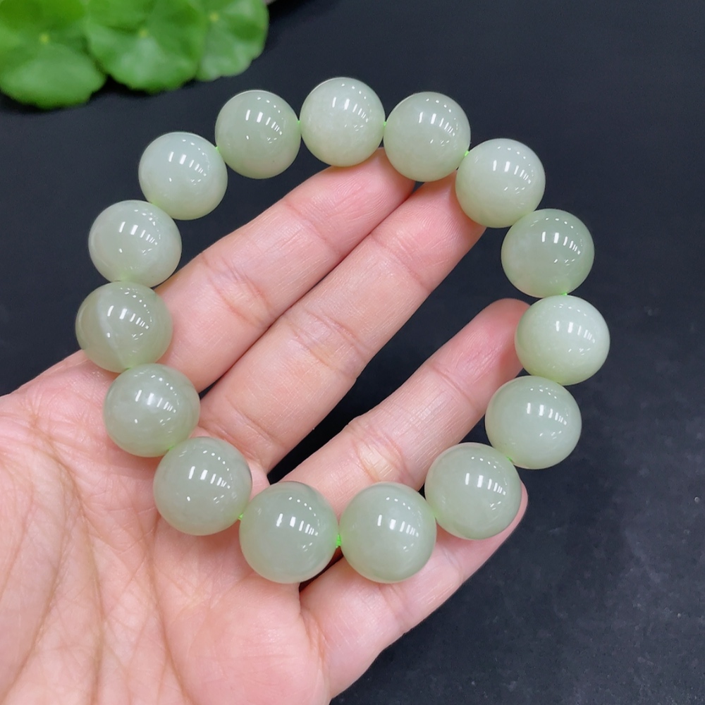 H35109838 Hetian Jade Bracelet, approx. 13.8mm, total weight approx. 62.8g