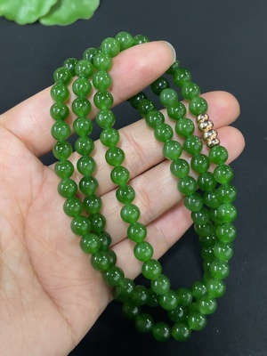 H37402136 Hetian Jade Bead Necklace, Approx. 5.8mm, Non-Gold, Total Weight Approx. 38.9g
