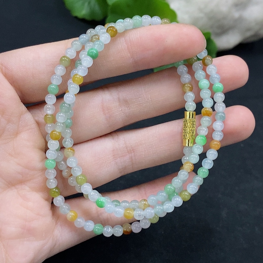 F33868157 Jadeite Beaded Necklace approx. 3.7mm total weight approx. 13.28g non-gold-inlaid color origin undetermined