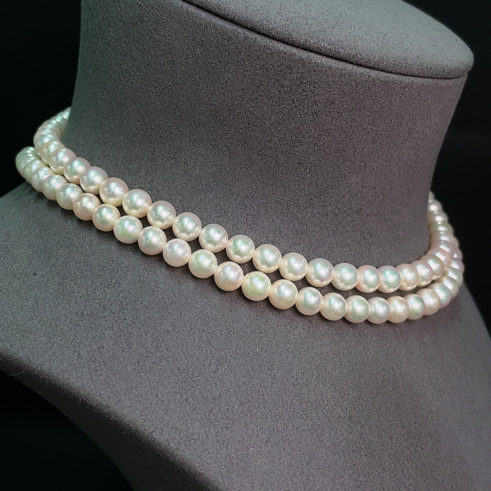 C34007629 Seawater pearl strand Non-gold Color origin undetermined Total weight approx. 50.85g Size 4.1-6.5mm