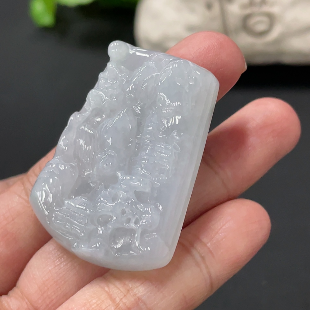 F34018139 Jadeite Landscape Pendant Total Weight Approx. 18.37g