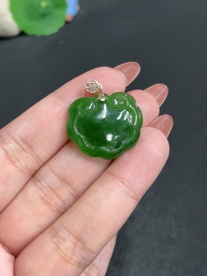 H34004616 Hetian Jade Inlaid Pendant Ruyi Total Weight Approx. 5.1g 18k