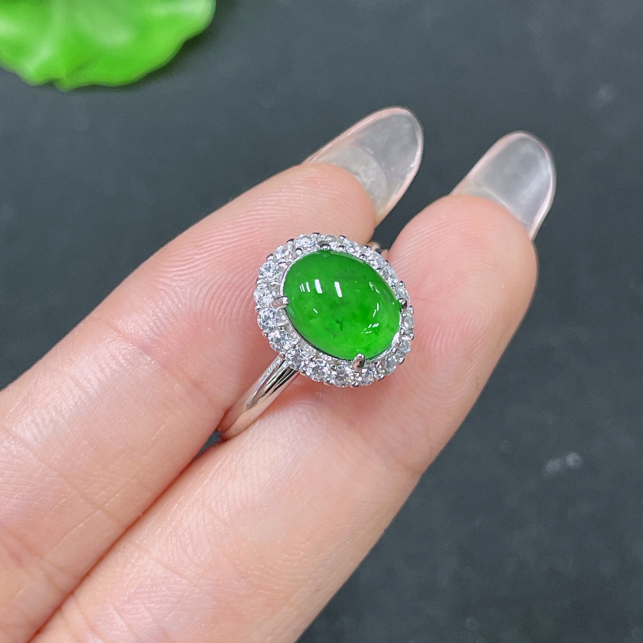 F34064188 Jadeite Inlaid Piece Non-Gold Adjustable Total Weight Approx. 2.62g