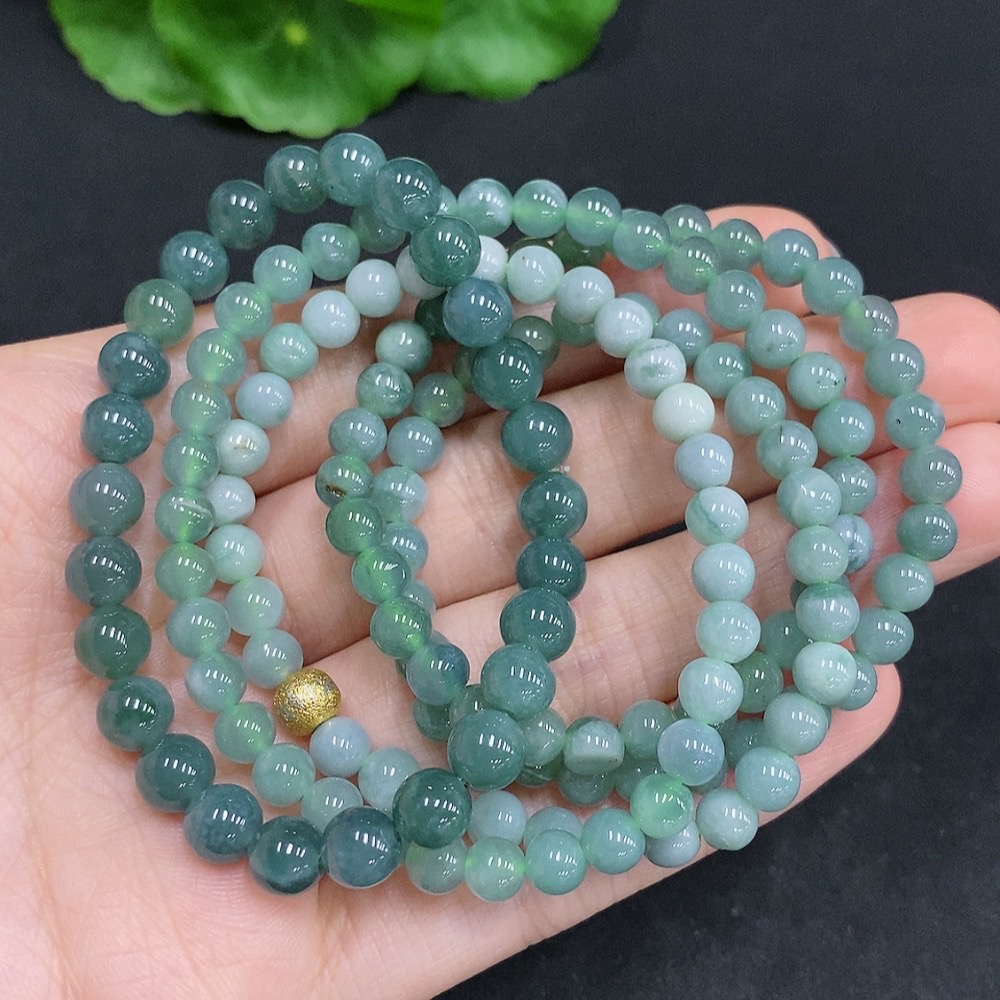 F32807075 Jadeite Bead Necklace + Bracelet Sell as a Lot Non-Gold Inlaid