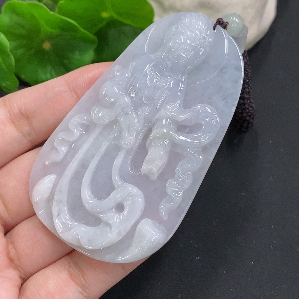 F35106587 Jadeite Guanyin pendant, total weight approximately 56g (including rope weight), matching beads not jadeite
