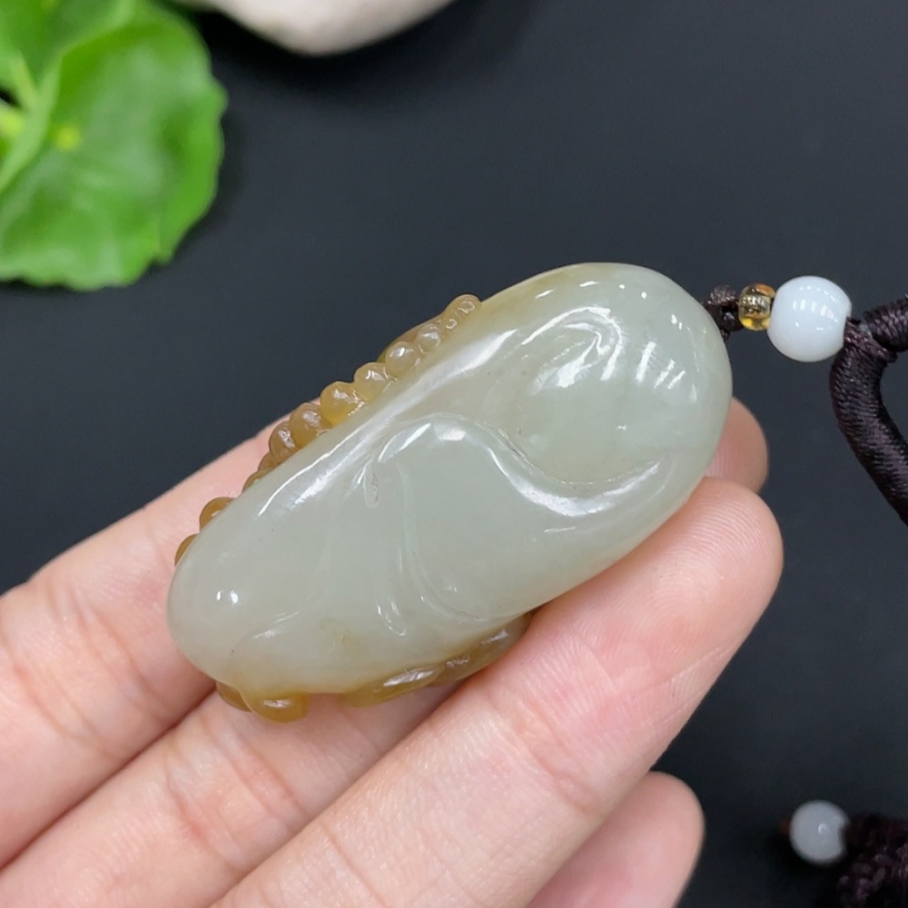 H29324832 Hetian Jade Pendant Buddha Beads Not Hetian Jade Total Weight Approx. (Including Rope) 25.9g