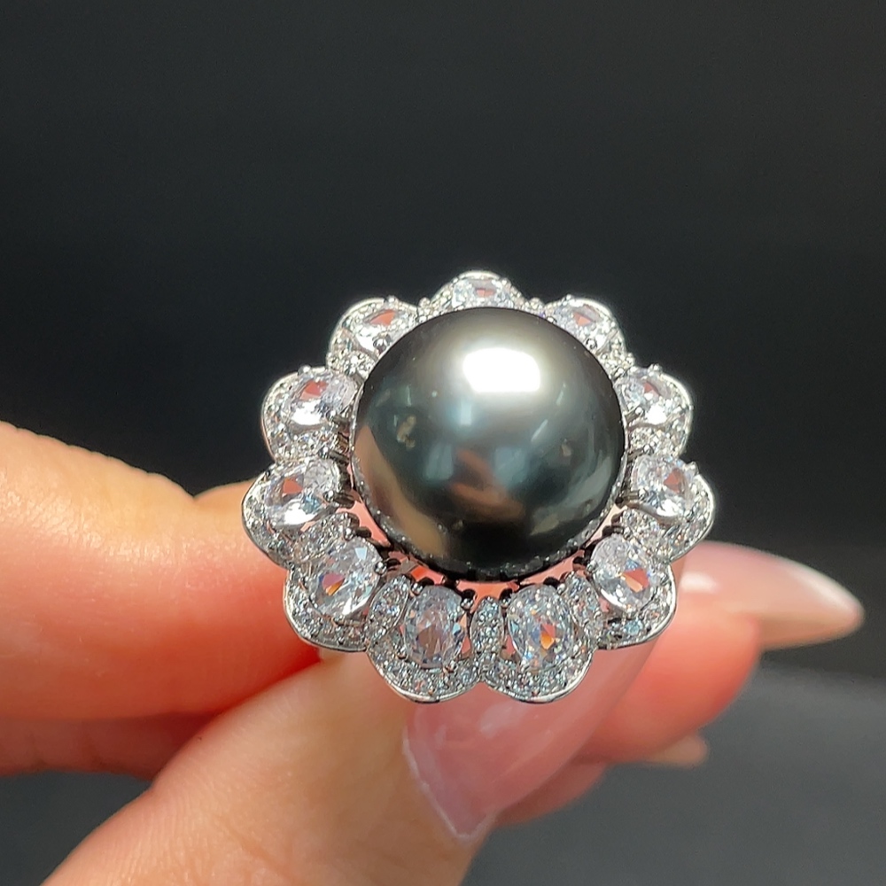 C34041082 Seawater Pearl Ring Adjustable Non-Gold Total Weight Approx. 8.52g Size About 13.2mm