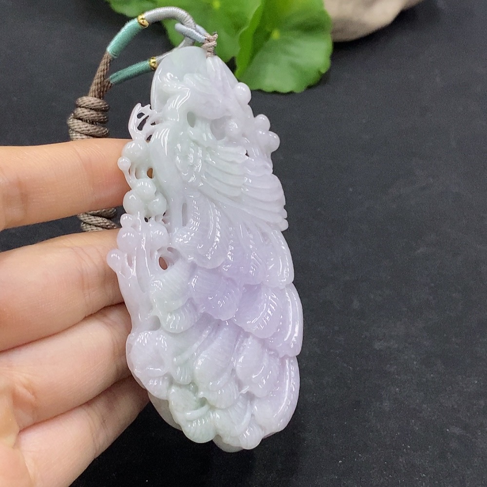 F31604061 Jadeite Phoenix Pendant Total weight approximately 53.52g