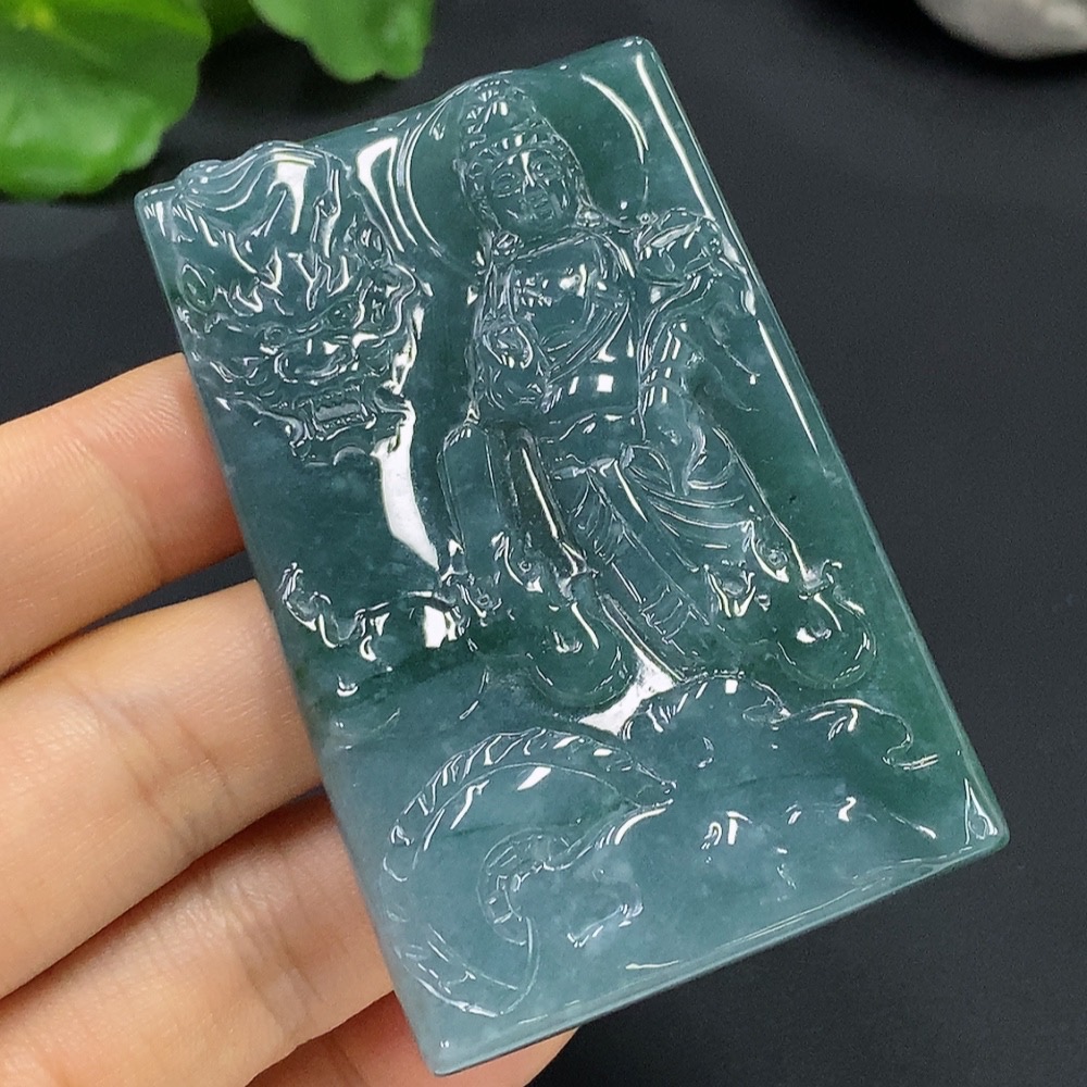 F23561724 Jadeite Avalokiteshvara Pendant with Dragon, Total Weight 44.642g