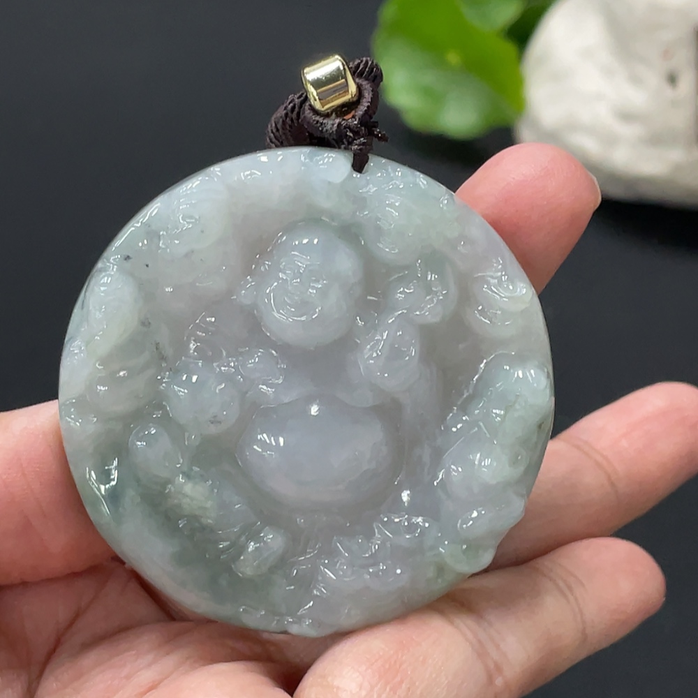 F33836512 Jadeite Buddha Pendant with a total product weight of approximately 48g