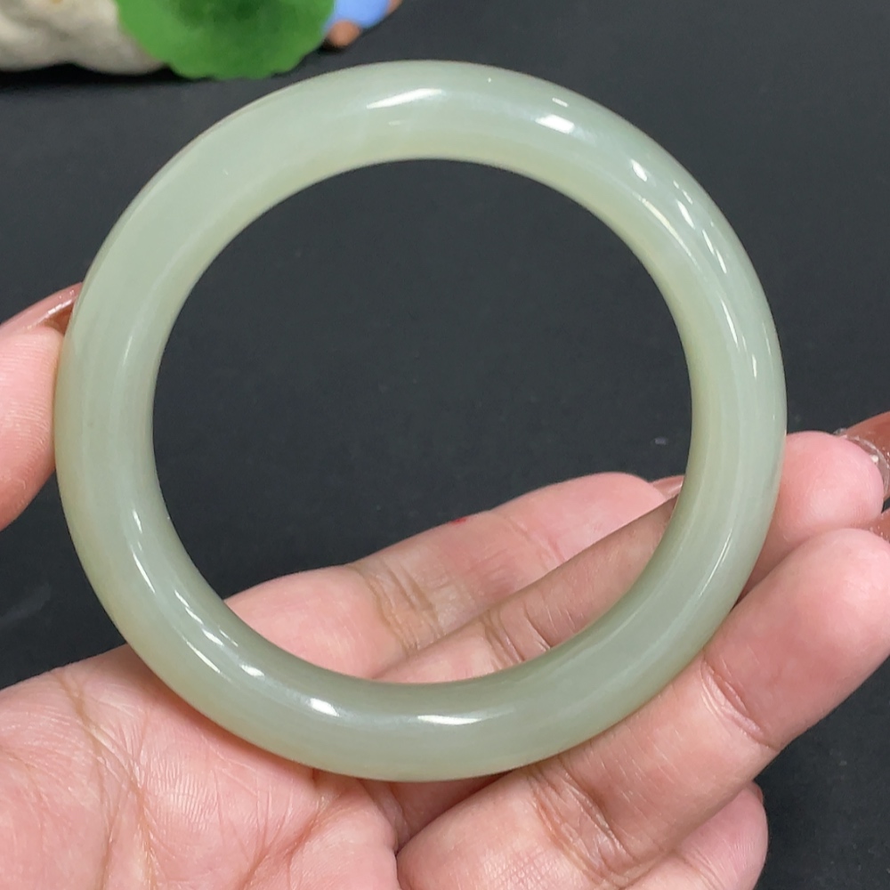 H34973193 Hetian Jade Round Bracelet Size 57.2 Total Weight Approx.56.1g