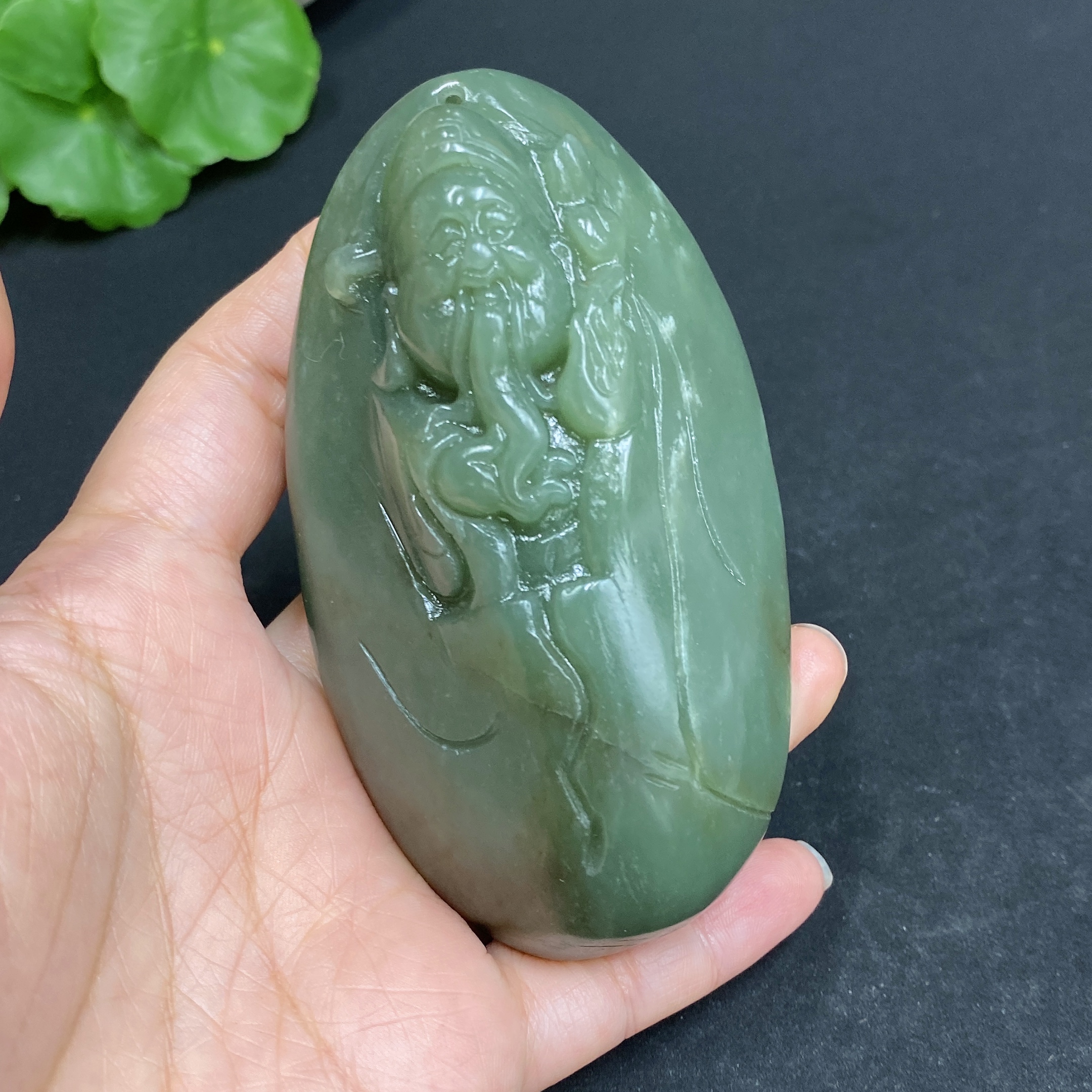 H33878753 Hetian Jade Handheld Carving - God of Wealth, Total Weight Approx. 203.6g