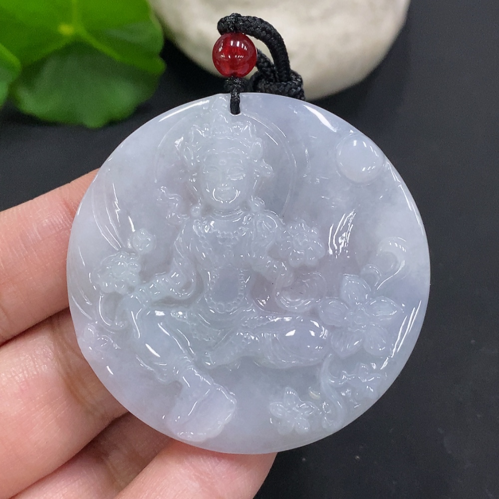 F35127314 Jadeite Tara Pendant Total Weight with Cord Approx. 23.8g (Beads Non-A)